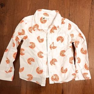 Monica and Andy toddler collared button down PIZZA shirt